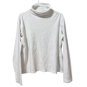 North Crest Women Size Large 14-18 White Turtle‎ Neck Long Sleeve Shirt Stretch